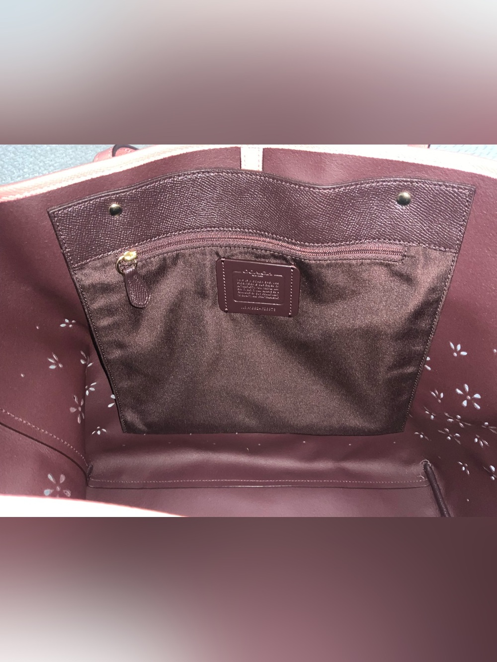 Coach Floral Perforated Leather Tote bag - Picture 8 of 14